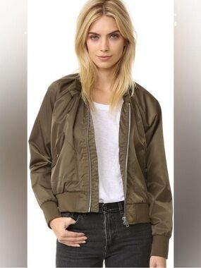 Free People Olive Green Bomber Jacket